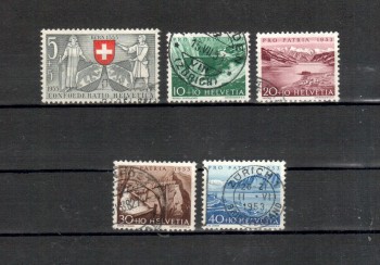 Schweiz Michelnummer 580 - 584 gestempelt