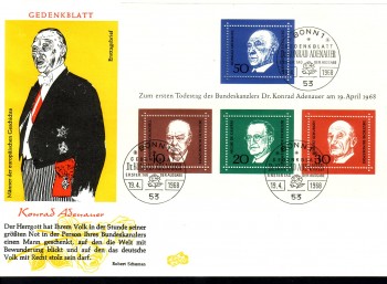(intern:1170d) BRD Michelnummer Block 4 FDC