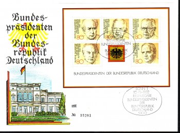 (intern:1887a) BRD Michelnummer 1156 - 1160 Block 18 FDC