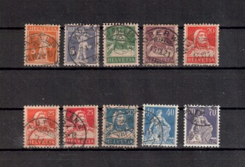 Schweiz Michelnummer 162 - 171 gestempelt