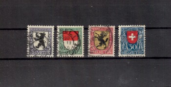 Schweiz Michelnummer 209 - 212 gestempelt