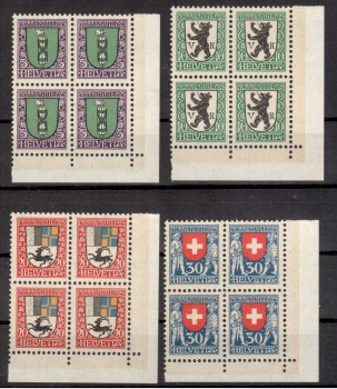 Schweiz Michelnummer 214 - 217 Viererblock postfrisch
