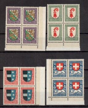 Schweiz Michelnummer 218 - 221 Viererblock postfrisch