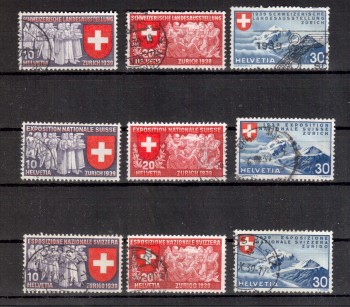Schweiz Michelnummer 335 - 343 gestempelt