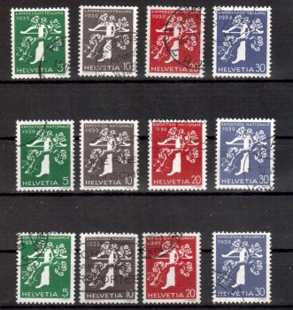 Schweiz Michelnummer 344 - 355 gestempelt