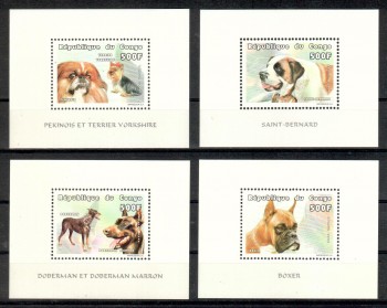 Hunde 302 Kongo Brazzaville Michelnummer 1637 - 1640 postfrisch