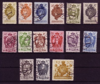 Liechtenstein Michelnummer 25 - 39 gestempelt Liechtenstein Michelnummer 25 - 39 gestempelt