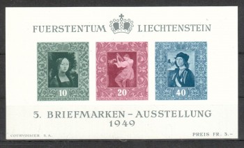 Liechtenstein Michelnummer 278 - 280 Block 5 postfrisch