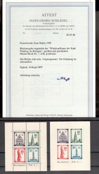 Baden Michelnummer 38 - 41 B Block 1 A + B mit Fotoattest postfrisch Baden Michelnummer 38 - 41 B Block 1 A + B mit Fotoattest postfrisch