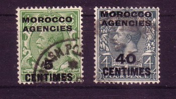 Brit.Post in Marokko Michelnummer 202, 206 gestempelt Brit.Post in Marokko Michelnummer 202, 206 gestempelt