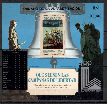 LakePlacid 037 Nicaragua Michelnummer Block 119 postfrisch LakePlacid 037 Nicaragua Michelnummer Block 119 postfrisch