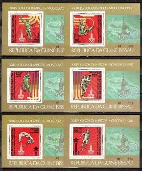 moskau063 Guinea Bissau Michelnummer 554 - 559 A (6 Einzelblocks) postfrisch