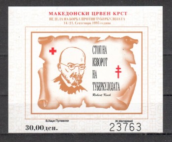 Makedonien Zwangszuschlag Michelnummer 80 Block 16 B postfrisch Makedonien Zwangszuschlag Michelnummer 80 Block 16 B postfrisch